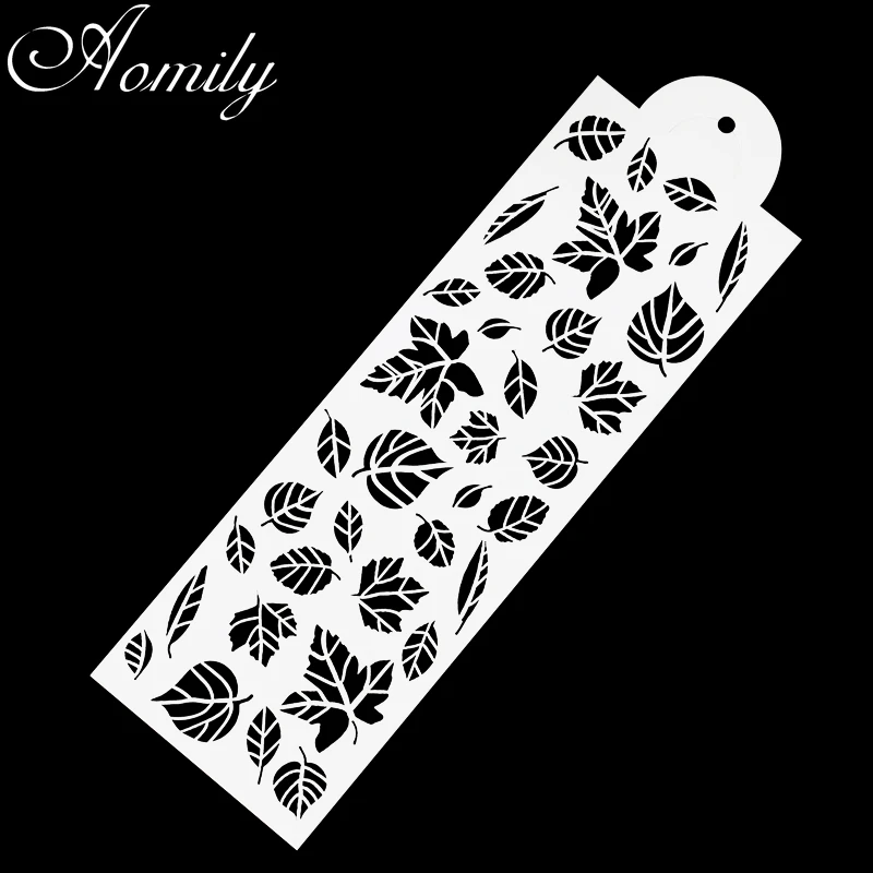 Amoliy 32.8cm Leaf DIY Cake Spray Stencils Fondant Mold Pattern Printing Cake Decorating Baking Tools for Cakes Coffee Bread