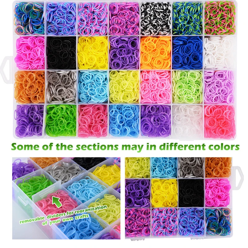 10000pcs Loom Rubber Bands Kits Beads Toys Set Hand Knitting Machine Handmade DIY Rainbow Weave Color Bracelet Girl Gift