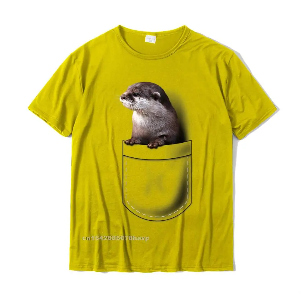 Cute Otter Pocket Peeking Pocket - Funny Otter Tshirt Men Classic Cosie Tops Shirts Cotton T Shirts Slim Fit