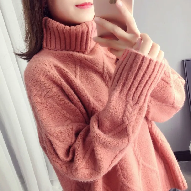 

Autumn and Winter Women's Sweater Women's Turtleneck Woman 2021 Pullover Loose Jumper Oversize Women's Clothing Sweater NS4930