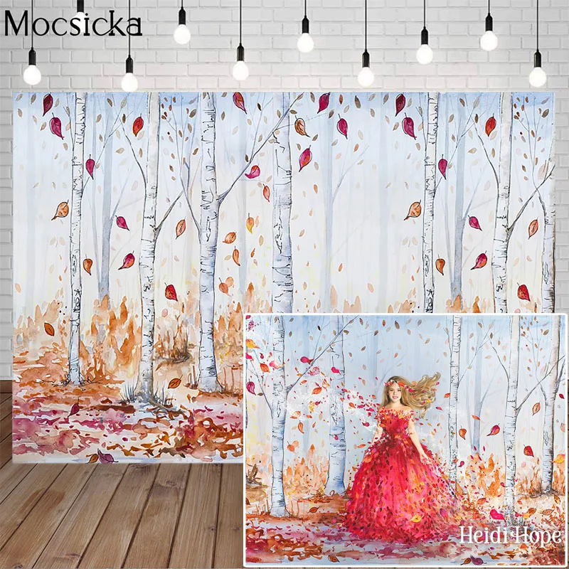 

Mocsicka Newborn Autumn Photography Background Fallen Leaves Forest Backdrop Children Portrait Decoration Props For Photo Studio