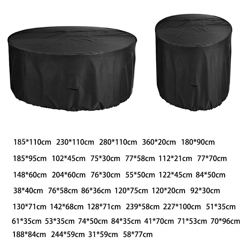 Round Furniture Cover Dustproof And Waterproof Cover Outdoor Garden Round Table Cover Protective Cover 210D Oxford Cloth