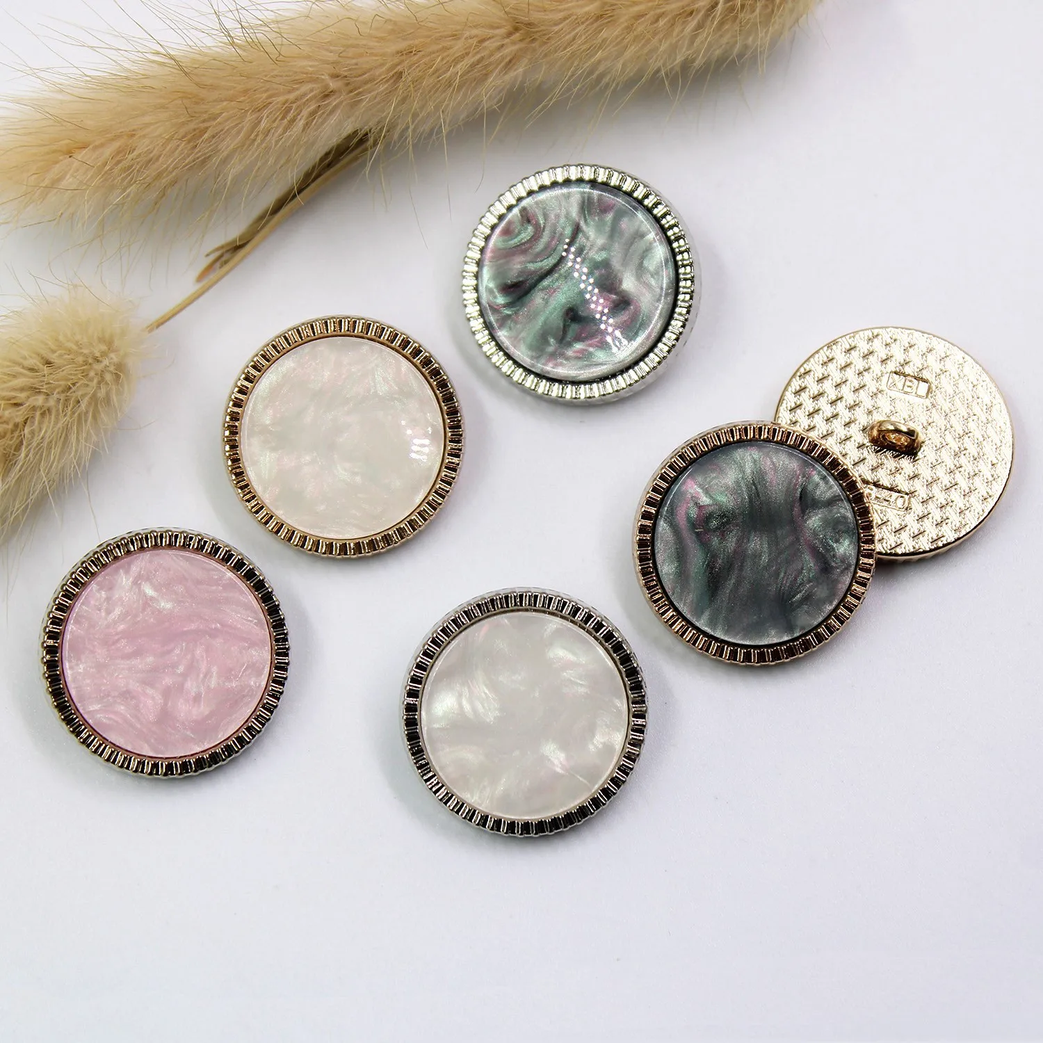 2pcs/Lot Metal & Bead Button Clothes Sweater Coat Decoration Suit Flat good quality Button Accessories DIY Clothing X-008