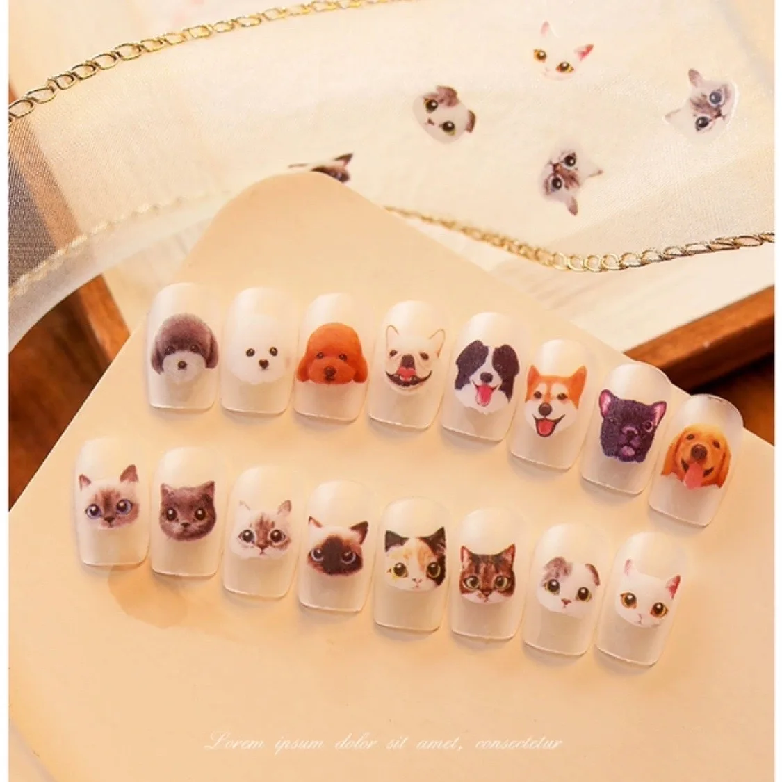 

Newest 3D Nail Stickers Decals Cute Cat & Dog Design Adhesive Stickers Nail Art Decoration HL73