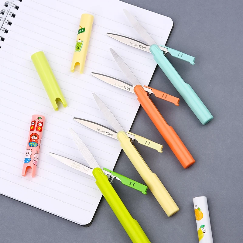 1pc PLUS Folding Pen Style Scissors Household Small Size Portable Scissors Outdoor Travel Safe for Children Handwork