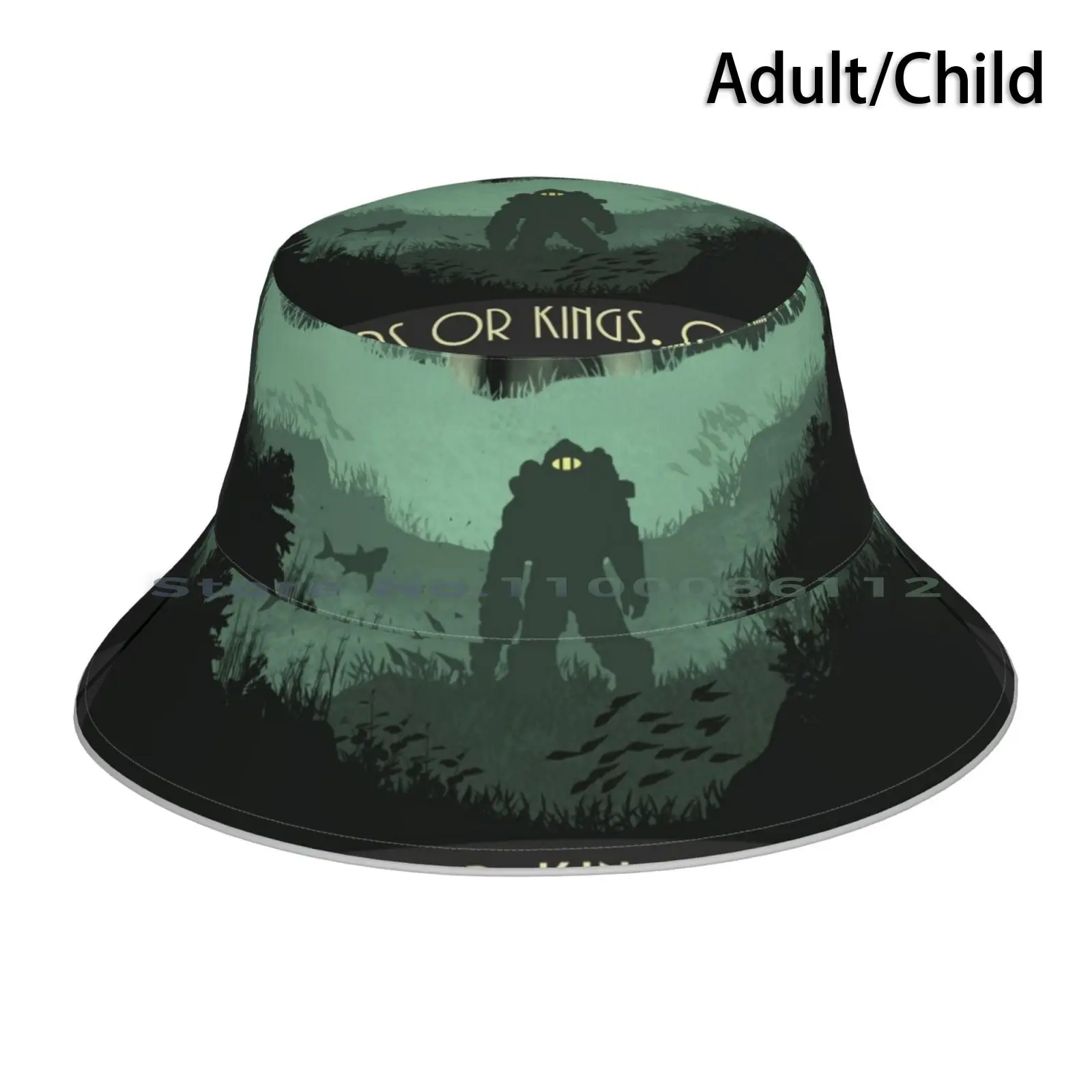 No Gods Or Kings Bucket Hat Sun Cap Bioshock Gaming Delta Little Sister Daddy Fan Art Rapture Foldable Outdoor Fisherman Hat