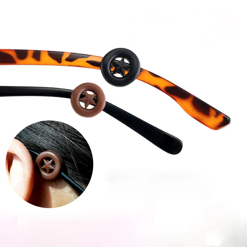 Hollow Out Round Pentagram Protect for Glasses Fix Sets zakrzywiona słuchawka antypoślizgowy silikonowy zaczep na ucho uchwyt do zauszników okularowych