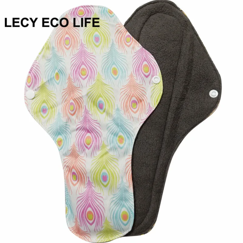 LECY ECO LIFE bamboo charcoal reusable cloth menstrual pads waterproof heavy flow 30cm Women Feminine Hygiene sanitary pad