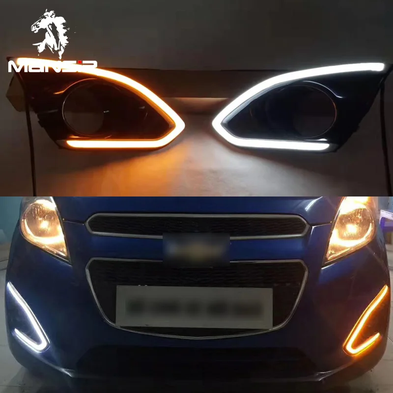 

MANSiR For Chevrolet Spark 2013 2014 2015 LED DRL Daytime Running Light Yellow Turnning Car Headlight Fog Lamp Daylights