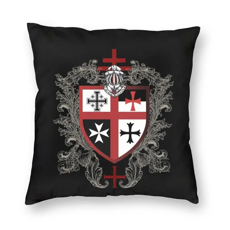 

Knights Templar Cross Shield Symbol Cushion Cover Sofa Home Decorative Medieval Emblem Secret Order Throw Pillow Cover 45x45cm