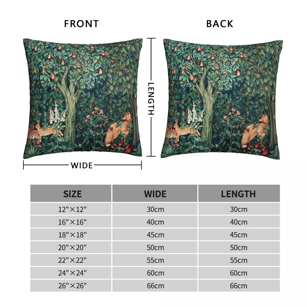 GREENERY FOREST ANIMALS Fox And Hares Square Pillowcase Polyester Linen Velvet Printed Zip Decorative Sofa Cushion Case