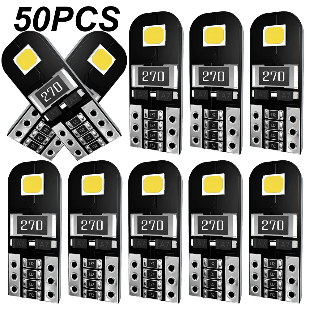 

50Pcs W5W T10 LED Canbus Light Bulbs for Audi BMW VW Mercedes Car Interior Dome Light Trunk Lamp Auto Lights Error Free 12V