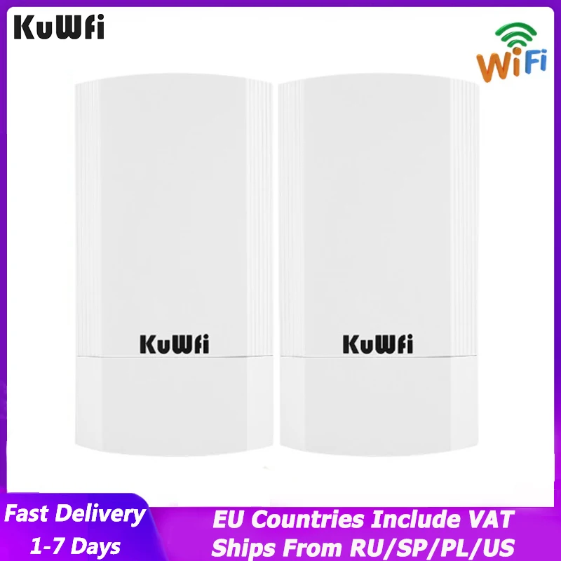 KuWFi 900Mbps Wireless Outdoor WIFI Bridge Wifi Repeater 5G 1KM P2P AP Router Supports No Setting with LED Display