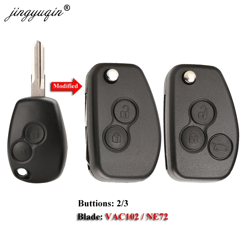 

jingyuqin VAC102 Ne72 Modified Key Shell For Renault Renault Dacia Modus Logan Clio Espace Nissan 2/3BTN Flip Remote Fob Case