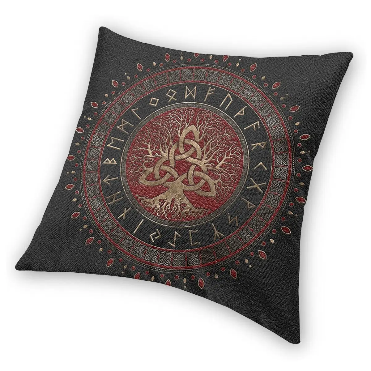 Tree Of Life Leather Viking Pillowcase Home Decorative Valhalla Cushions Throw Pillow for Car Double-sided