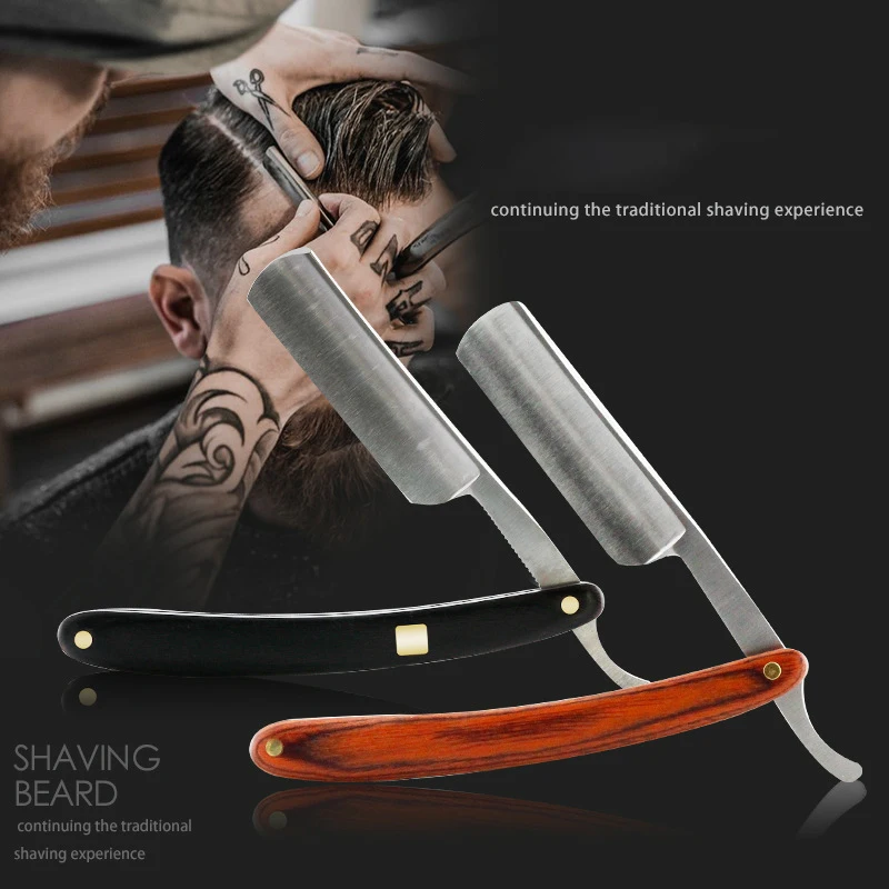 senior wood handle blade shaving razors professional barber shaver eyebrow razor men's razor hair knife gift