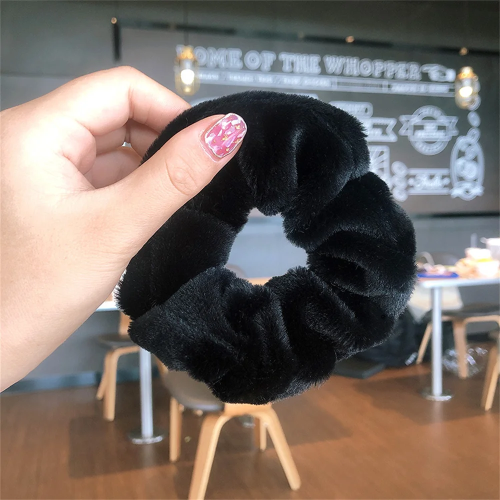 Quente macio cabelo scrunchies peludo elástico faixa de cabelo feminino meninas rabo de cavalo titular borracha de cabelo laços de cabelo acessórios