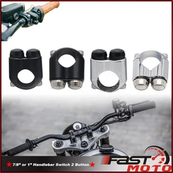 Motorcycle Black Chrome 22mm 25mm Handlebar Control Switch Button 7/8
