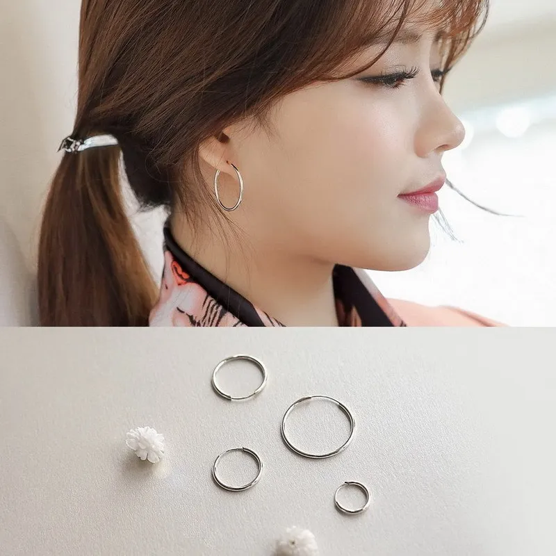 925 Sterling Silver Small Hoop Earrings For Women Ear Bone Buckle Round Circle Earrings Hoops Ear Rings Earings Jewelry