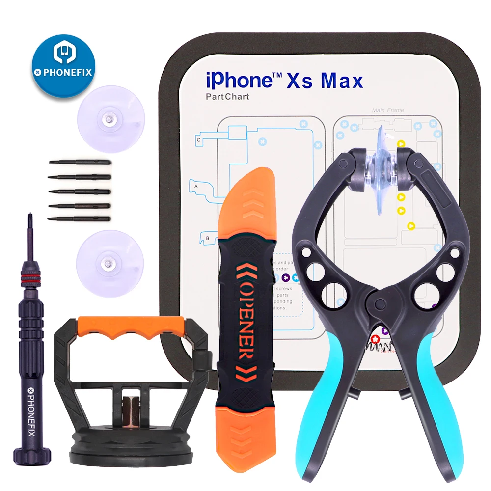 5 In 1 Scherm Opening Tool Kit Met Magnetische Mat Tang Schroevendraaier Set Voor Iphone 6 7 8 X Mobiele telefoon Reparatie Handgereedschap