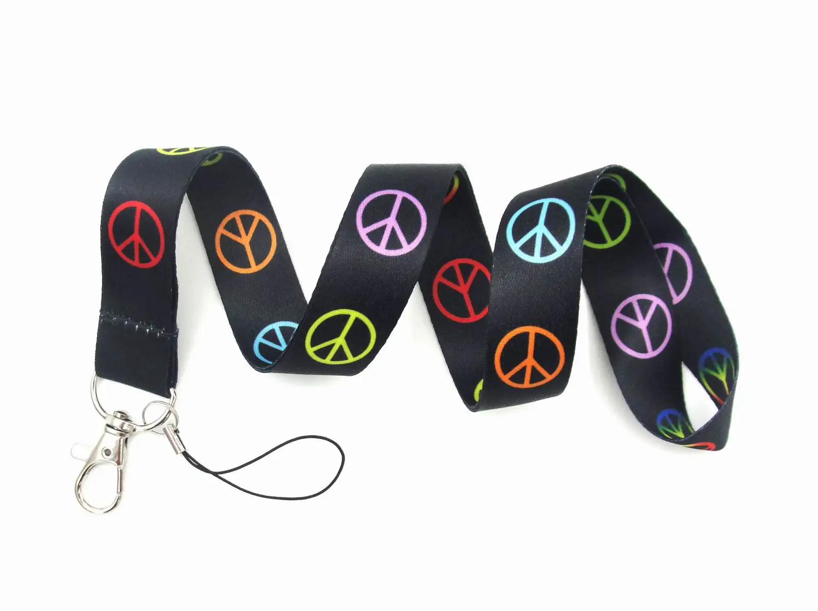 

New 60pcs Peace Sign Key Lanyards Id Badge Holder Keychain Straps For Mobile Phone Free Shipping