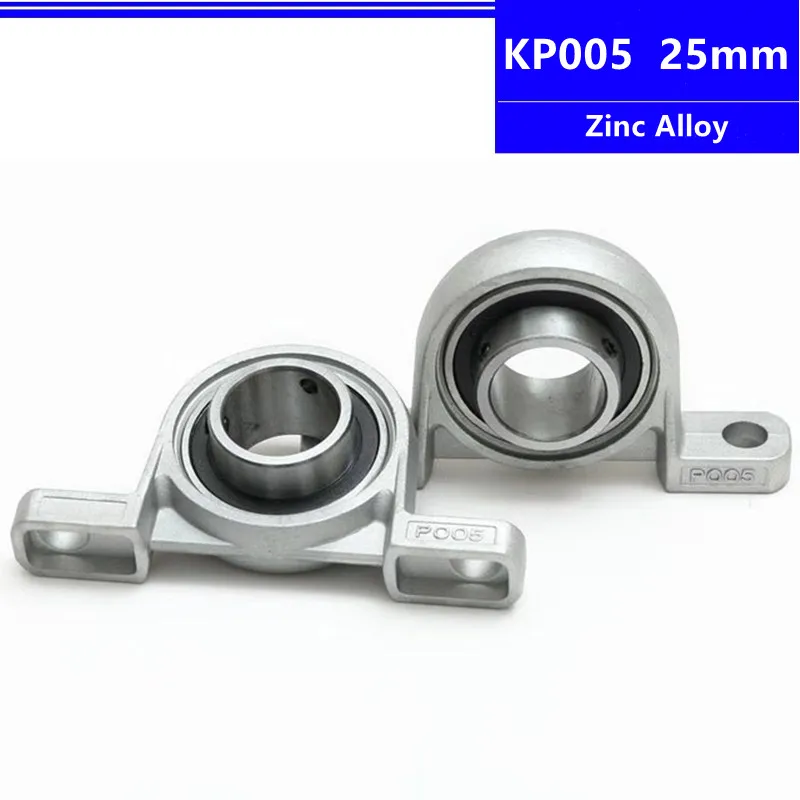 

100pcs/lot KP005 Zinc Alloy Bore Diameter 25mm P005 Ball Bearing Pillow Block Mounted Support Shaft Spherical Roller 3d parts