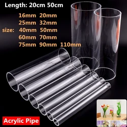 2pcs 20 50cm Length 16-110mm Acrylic Pipe Transparent Plexiglass Tube Fish Tank Aquarium Garden Watering Supply Plexiglass Tube