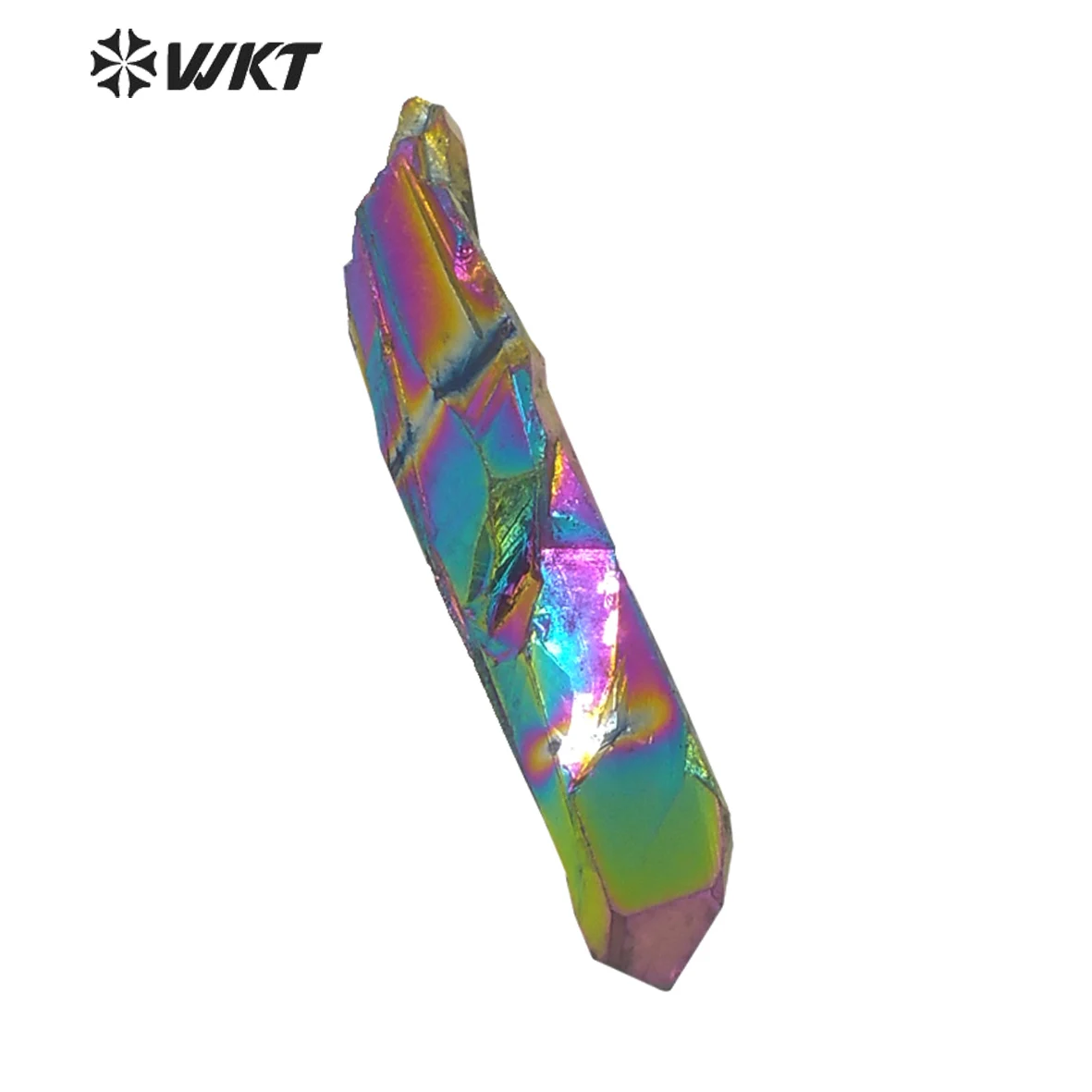 WT-G244 Wholesale Custom Shining Titanium Rainbow Quartz Column Loose Stone Random Shape Pendant For Trendy Jewelry