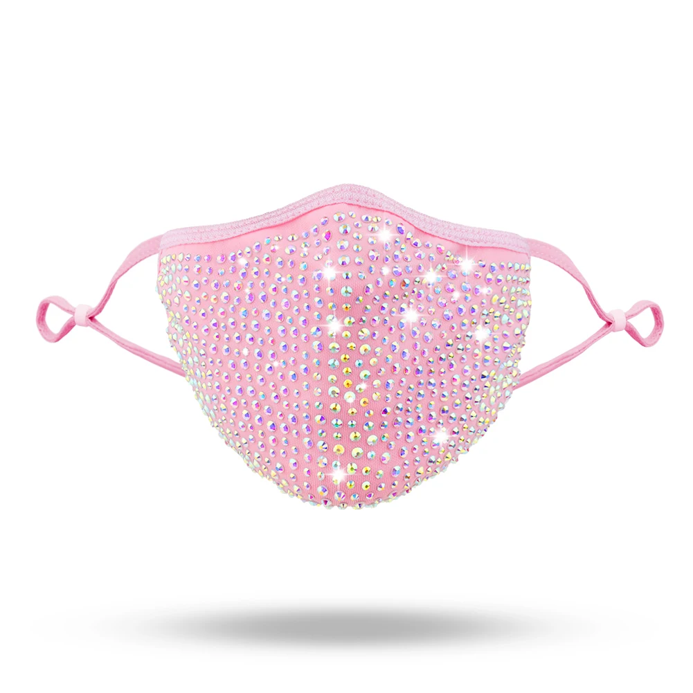 Vrouwen Maskerade Bling Strass Masker Herbruikbare Gewassen Puur Katoen Vrouwelijke Gezicht Covers Halloween Cosplay Party Accessoires