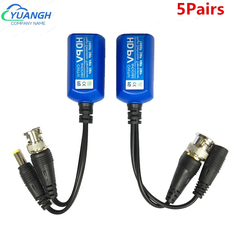 5 Pairs 5MP CCTV Video Balun Coax BNC Video Power Balun Transceiver Connectors to CAT5e 6 RJ45 Connector