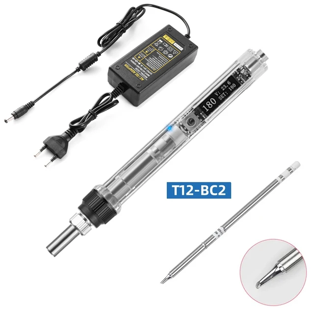 OLED digital display transparent T12 handle DC 12-24V 72W T12 mini electric soldering iron with adjustable temperature electric