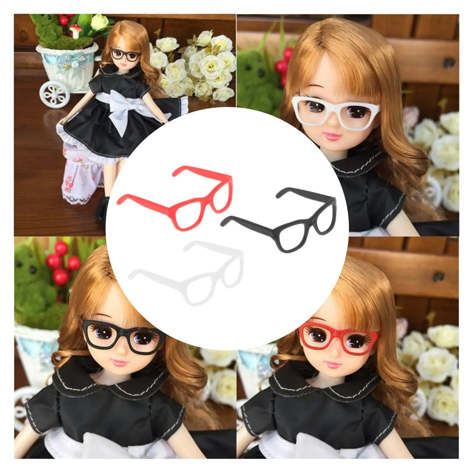 1/6 Miniature Doll Eyeglasses Lensless Kids Toys Fashion Photo Props Cute ABS Plastic Glasses Doll Accessories