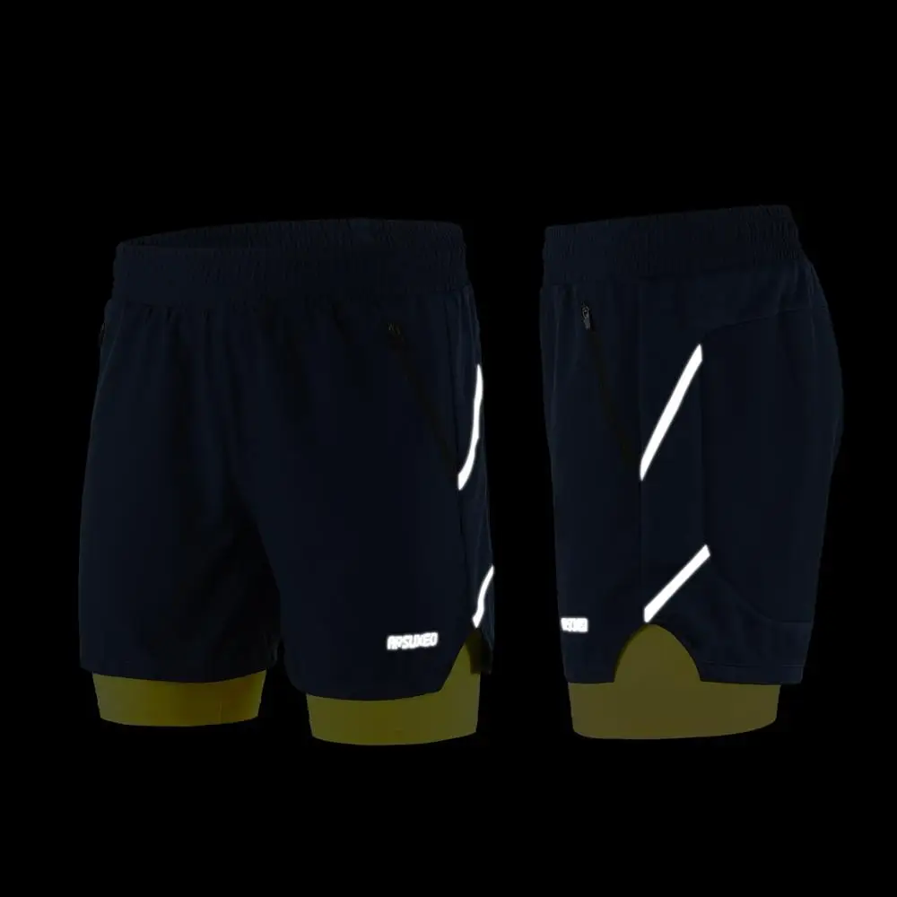 ARSUXEO Men's Running Shorts 2 in 1 Quick Dry Active Training Exercise Jogging Sports Shorts Gym Shorts Breathable B191
