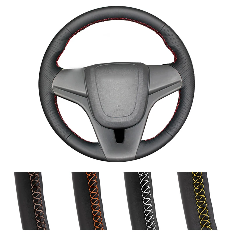 Customized Car Steering Wheel Cover For Chevrolet Cruze 2009-2014 Aveo Orlando Ravon R4 Black Artificial Leather Steering Wrap