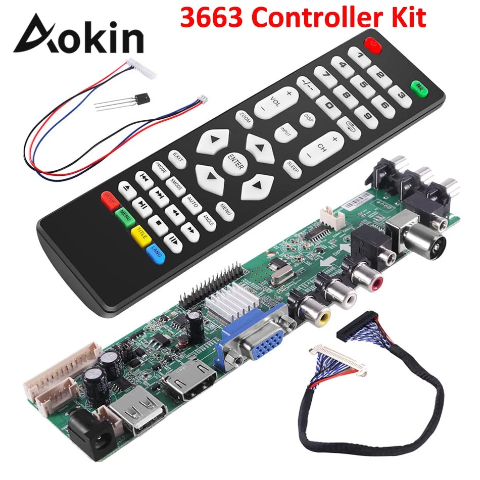 3663 Universal LCD Controller Driver Board Digital Signal DVB-C DVB-T2 DVB-T 366 dvb t2 Controller Kit UPGRADE 3463A with lvds