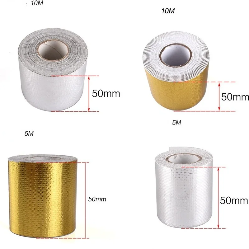 5/9/10M Thermal Exhaust Tape Air Intake Heat Insulation Shield Wrap Reflective Heat Barrier Self Adhesive Engine With 6 ties