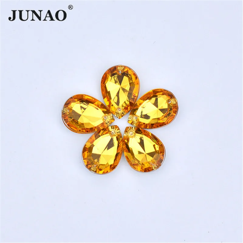 JUNAO 18*25mm 13*18mm Purple Color Drop Rhinestones Pointback Acrylic Strass Gems Sewing Crystal Stone For Jewelry Making