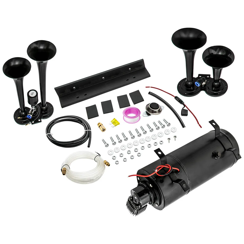 

Train Horn Kit for Truck/Car/Pickup Loud System /1G Air Tank /150psi /4 Trumpets