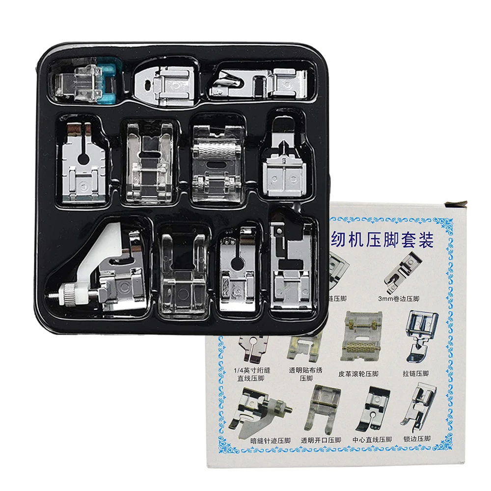 11PCS Sewing Machine Presser Foot Set Domestic Sewing Machine Feet Set Braiding Sewing Knitting Foot Parts Sewing Accessories