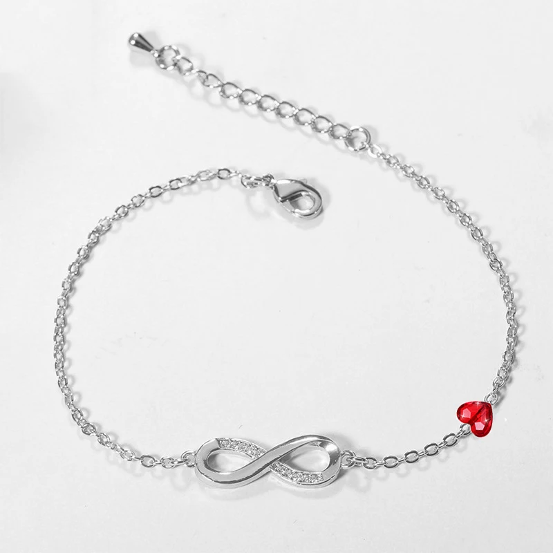 New In Endless Love infinity Bracelets for Women Girls Birthday Crystals from Austria Silver Color Chain Link Adjustable