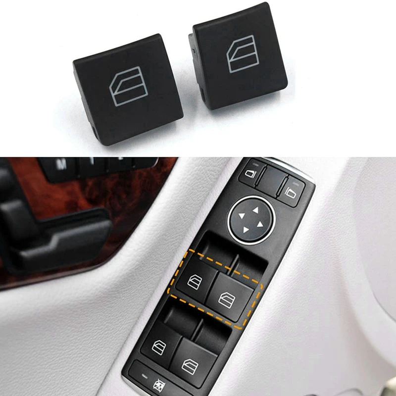 Window Switch Button Covers for Mercedes Benz W204 W212 C E Glk Cl, Front Left+Right Window Switch Repair Button Caps