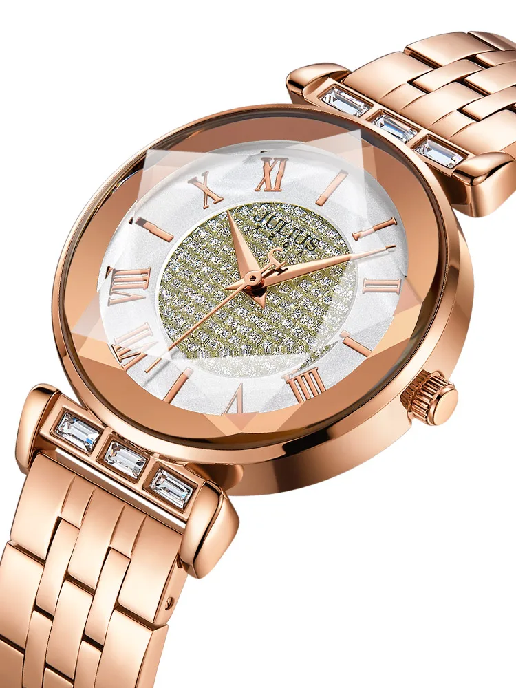 

Rhinestones Women's Watch Miyota Quartz Lady Hours Fine Fashion Clock Bracelet Stainless Steel Birthday Girl Gift Julius Box