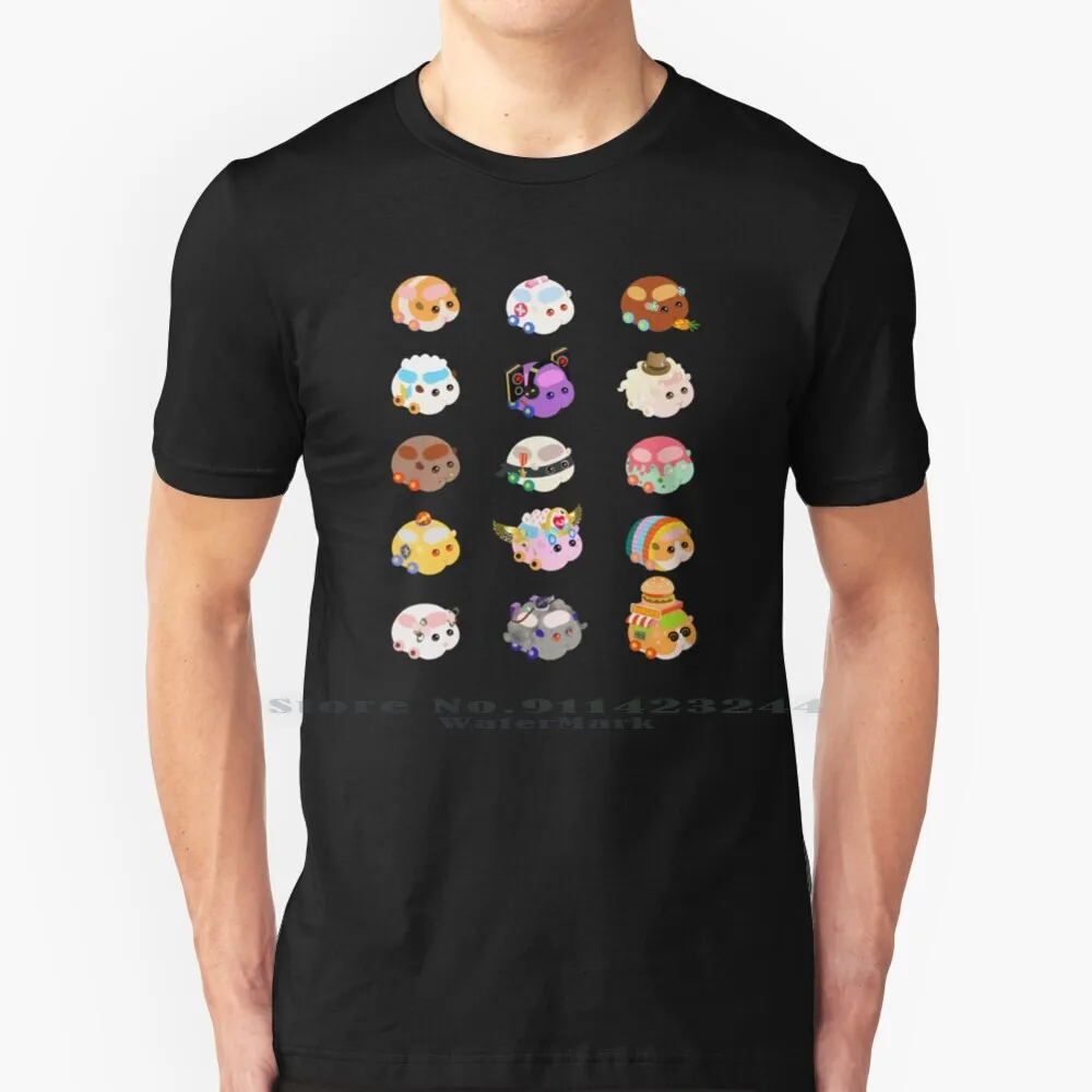 Pui Pui Molcar Assorted Characters-Black T Shirt Cotton 6XL Pui Pui Molcar Pui Pui ー Anime Cartoon Cute Adorable Charming Kids