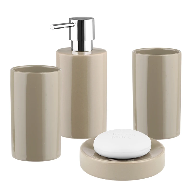 Bathroom Accessories Set Ceramic Soap Dispenser Gargle Cups Soap Dish Bath Product 4 Pieces Set Toiletries Free Shipping