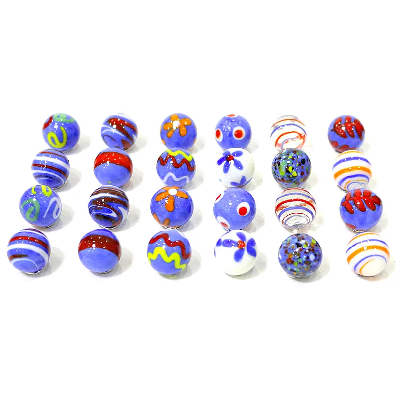 24Pcs 16MM Custom Blue Tone Rare Murano Glass Marbles Ball Creative Ornament Game Pinball Toys New Year Birthday Gifts For Kids