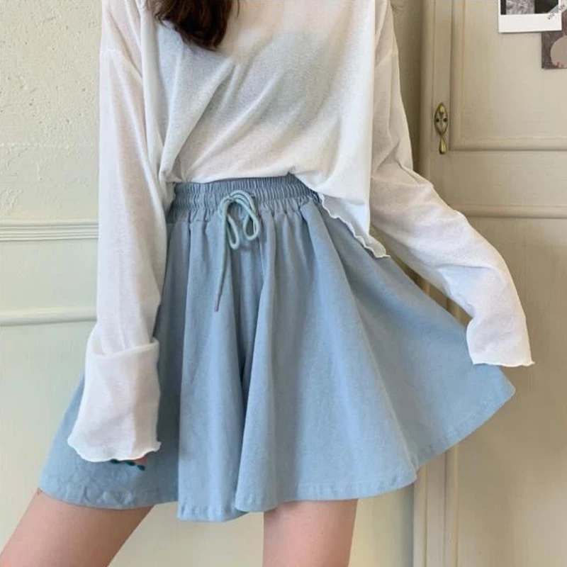 

Women's Divided Skirt Summe Shorts Elastic Belt Shorts Skirts Fashion Casual High Waisted Shorts Harajuku Girl Wide Leg Skirt