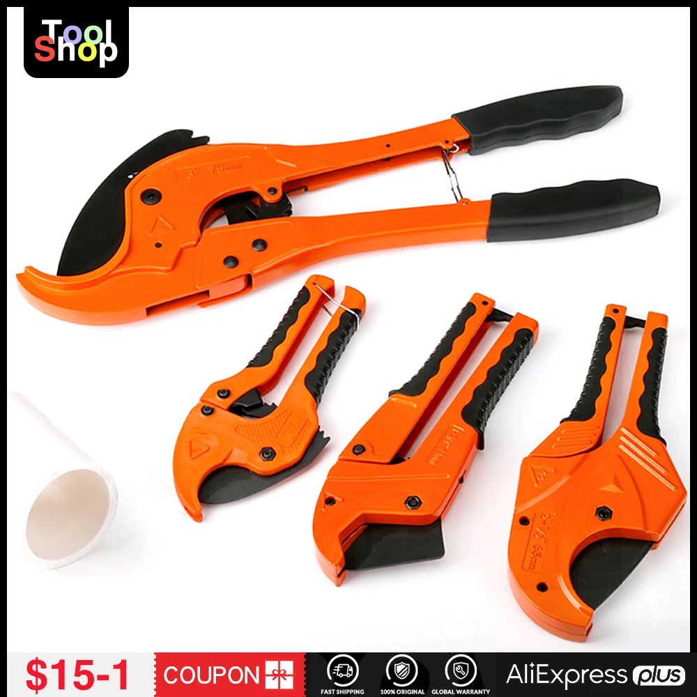 PVC Pipe Cutter 42mm Aluminum Alloy Body Ratchet Scissors Tube Cutter PVC/PU/PP/PE Hose Cutting Hand Tools