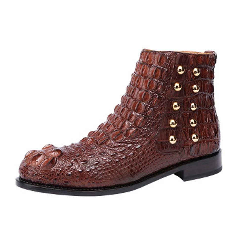 hubu crocodile leather boots    Short style business  leisure  Men's boots