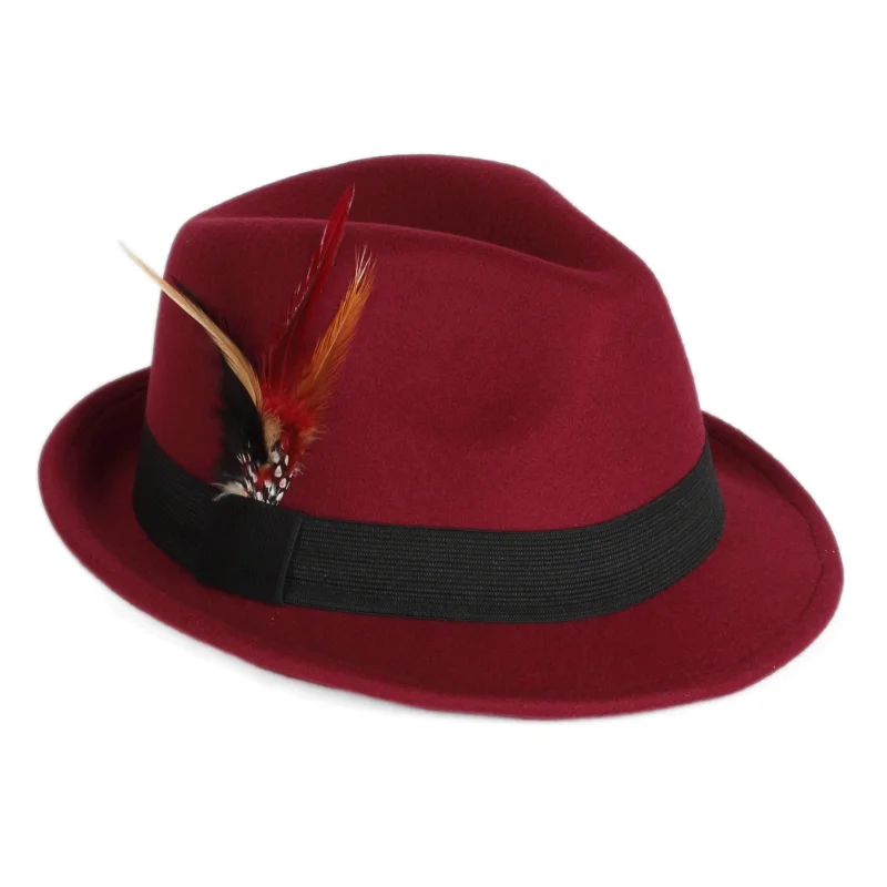 

Wholesale Classic Style Autumn Winter Unisex Jazz hat Short Brim Vintage Fedora Hats