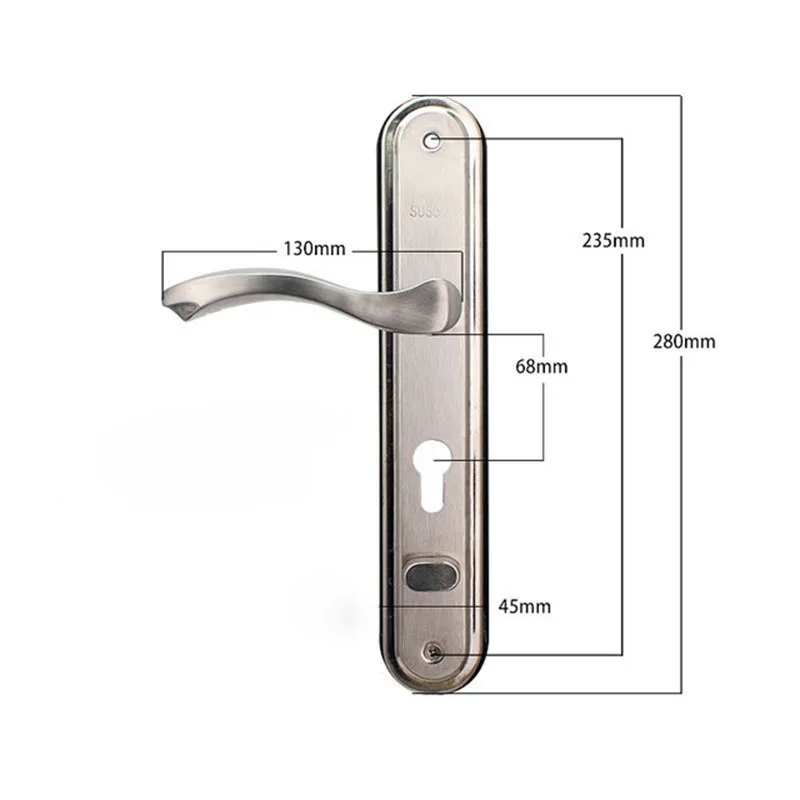 Imagem -04 - Anti-theft Mortise Door Handle Estreito Entrance Lock Largura 45 mm Aço Inoxidável